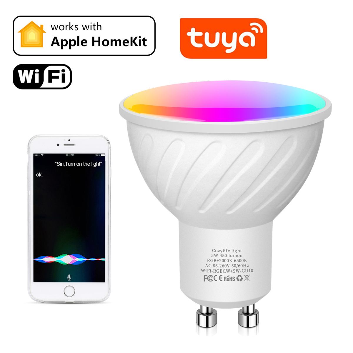 Homekit GU10 WiFi Ʈ LED Ʈ Ʈ  RGB..